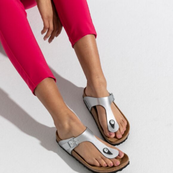 Birkenstock Shoes - BIRKENSTOCK Gizeh Birko-Flor Silver Thong Sandals Size EU 36 US 5.5